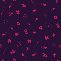 Fototapeta na wymiar Medical vector illustration. Medical seamless pattern background.