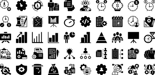 Management Icon Set Isolated Silhouette Solid Icons With Symbol, Set, Business, Icon, Line, Management, Teamwork Infographic Simple Vector Illustration