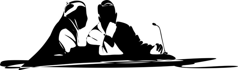 a black-and-white silhouette of a man in the meeting room