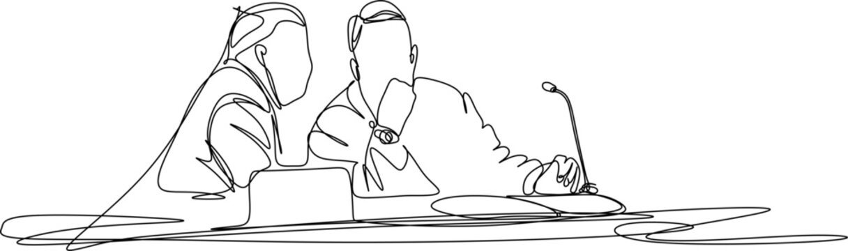 One line art. continuous line art, the Senate in the meeting room