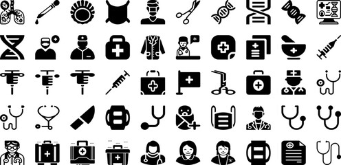 Medical Icon Set Isolated Silhouette Solid Icons With Medical, Symbol, Health, Icon, Set, Vector, Sign Infographic Simple Vector Illustration