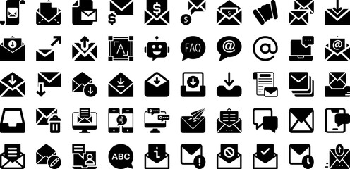 Message Icon Set Isolated Silhouette Solid Icons With Sign, Symbol, Icon, Web, Vector, Message, Illustration Infographic Simple Vector Illustration