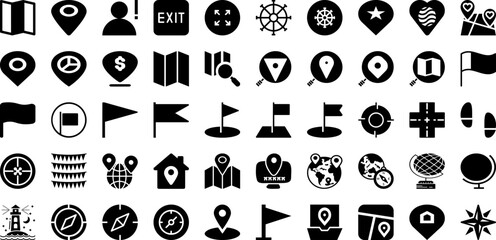 Navigation Icon Set Isolated Silhouette Solid Icons With Sign, Vector, Navigation, Icon, Symbol, Illustration, Web Infographic Simple Vector Illustration