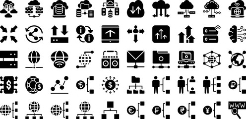 Network Icon Set Isolated Silhouette Solid Icons With Icon, Vector, Network, Connection, Symbol, Communication, Business Infographic Simple Vector Illustration