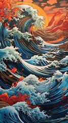 Fototapeta premium Psychedelic Manga Ocean Wave