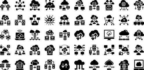 Network Icon Set Isolated Silhouette Solid Icons With Network, Communication, Business, Icon, Connection, Symbol, Vector Infographic Simple Vector Illustration