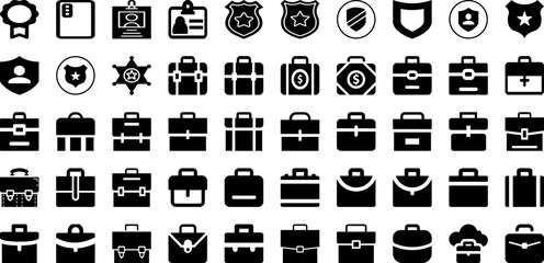 Office Icon Set Isolated Silhouette Solid Icons With Outline, Line, Business, Vector, Office, Thin, Icon Infographic Simple Vector Illustration