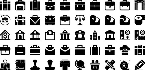 Office Icon Set Isolated Silhouette Solid Icons With Outline, Vector, Line, Thin, Office, Icon, Business Infographic Simple Vector Illustration
