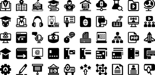 Online Icon Set Isolated Silhouette Solid Icons With Symbol, Vector, Web, Icon, Sign, Internet, Communication Infographic Simple Vector Illustration