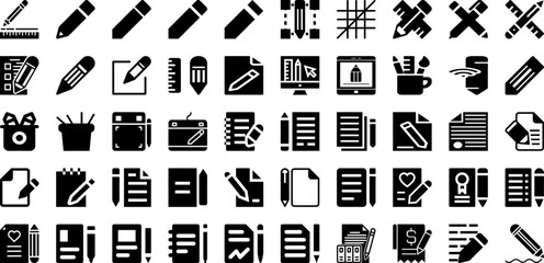 Pencil Icon Set Isolated Silhouette Solid Icons With Pencil, Design, Icon, Vector, Symbol, Education, Illustration Infographic Simple Vector Illustration