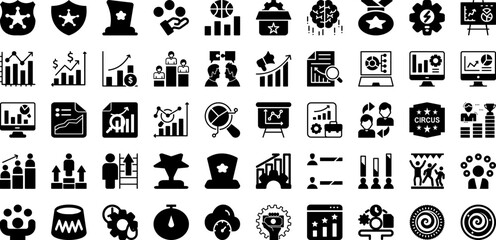 Performance Icon Set Isolated Silhouette Solid Icons With Line, Vector, Performance, Arrow, Symbol, Icon, Business Infographic Simple Vector Illustration