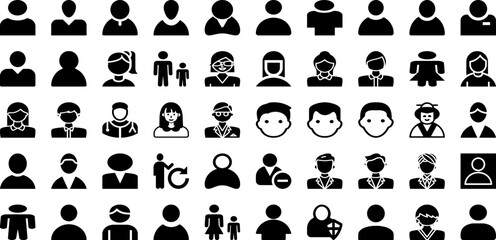 Person Icon Set Isolated Silhouette Solid Icons With Team, Group, People, Person, Teamwork, Partnership, Icon Infographic Simple Vector Illustration
