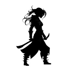 Vector logo with the image of a girl ninja in full body © Artem
