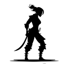Vector logo with the image of a girl ninja in full body © Artem
