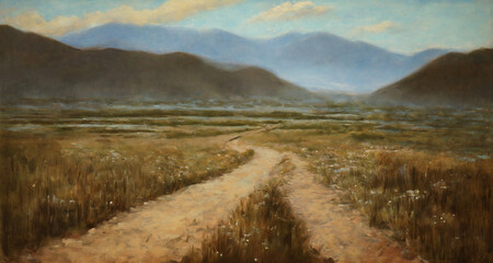 Landscape overlooking mountains