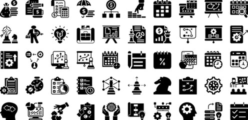 Planning Icon Set Isolated Silhouette Solid Icons With Icon, Illustration, Business, Sign, Plan, Vector, Symbol Infographic Simple Vector Illustration