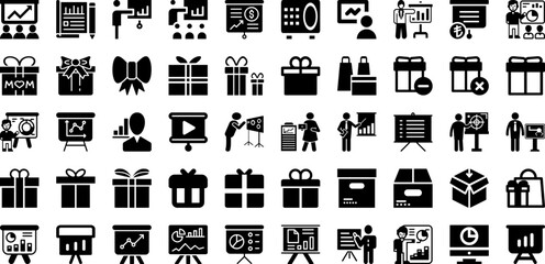 Present Icon Set Isolated Silhouette Solid Icons With Illustration, Holiday, Gift, Box, Icon, Present, Vector Infographic Simple Vector Illustration