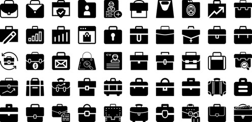 Portfolio Icon Set Isolated Silhouette Solid Icons With Sign, Business, Symbol, Set, Vector, Portfolio, Icon Infographic Simple Vector Illustration