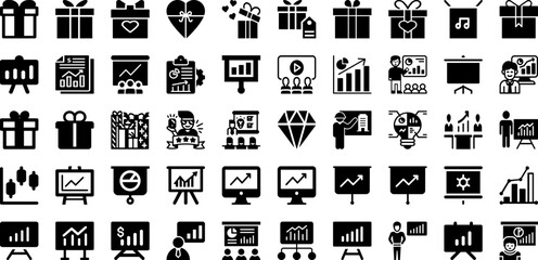 Present Icon Set Isolated Silhouette Solid Icons With Holiday, Vector, Gift, Icon, Present, Box, Illustration Infographic Simple Vector Illustration