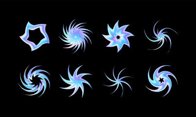 3d hologram star and sparkle icon. Y2k iridescent vector shape element for moden futuristic design