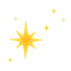 Hand drawn doodles shine starbursts.