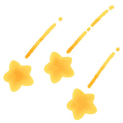 Hand drawn doodle three falling stars.