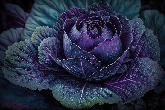 Purple cabbage in the garden