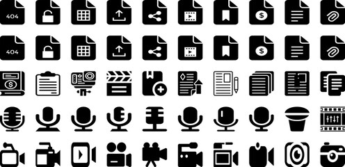 Record Icon Set Isolated Silhouette Solid Icons With Music, Symbol, Vector, Technology, Icon, Record, Sign Infographic Simple Vector Illustration