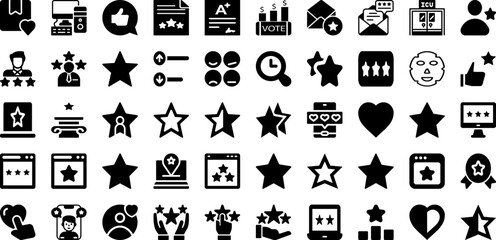 Rating Icon Set Isolated Silhouette Solid Icons With Icon, Vector, Sign, Line, Outline, Rate, Rating Infographic Simple Vector Illustration