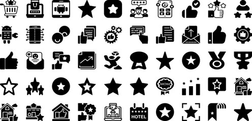 Rating Icon Set Isolated Silhouette Solid Icons With Icon, Line, Outline, Rating, Sign, Rate, Vector Infographic Simple Vector Illustration
