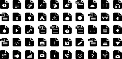 Record Icon Set Isolated Silhouette Solid Icons With Symbol, Technology, Icon, Vector, Sign, Music, Record Infographic Simple Vector Illustration