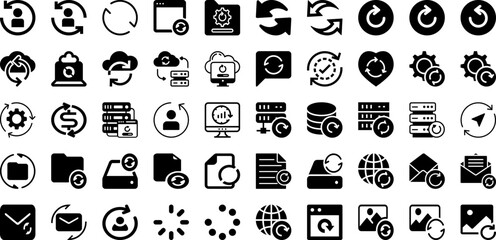 Reload Icon Set Isolated Silhouette Solid Icons With Symbol, Refresh, Icon, Reload, Repeat, Vector, Arrow Infographic Simple Vector Illustration