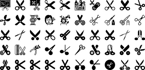 Scissor Icon Set Isolated Silhouette Solid Icons With Icon, Tool, Symbol, Vector, Line, Cut, Scissor Infographic Simple Vector Illustration