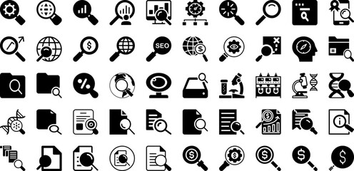 Search Icon Set Isolated Silhouette Solid Icons With Search, Icon, Find, Symbol, Glass, Vector, Look Infographic Simple Vector Illustration