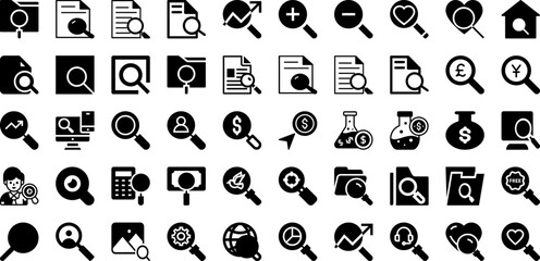 Search Icon Set Isolated Silhouette Solid Icons With Find, Vector, Icon, Search, Glass, Symbol, Look Infographic Simple Vector Illustration