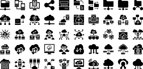 Sharing Icon Set Isolated Silhouette Solid Icons With Vector, Share, Internet, Symbol, Media, Icon, Web Infographic Simple Vector Illustration