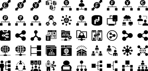 Sharing Icon Set Isolated Silhouette Solid Icons With Media, Internet, Share, Symbol, Vector, Web, Icon Infographic Simple Vector Illustration