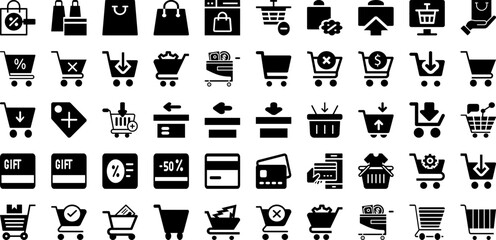 Shopping Icon Set Isolated Silhouette Solid Icons With Icon, Online, Vector, Web, Shop, Symbol, Set Infographic Simple Vector Illustration