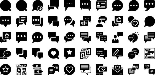 Speech Icon Set Isolated Silhouette Solid Icons With Message, Icon, Speech, Chat, Talk, Symbol, Vector Infographic Simple Vector Illustration