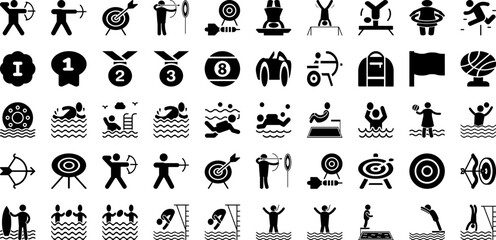 Sports Icon Set Isolated Silhouette Solid Icons With Sport, Icon, Football, Tennis, Symbol, Vector, Set Infographic Simple Vector Illustration