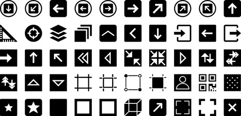 Square Icon Set Isolated Silhouette Solid Icons With Square, Icon, Flat, Symbol, Vector, Sign, Illustration Infographic Simple Vector Illustration