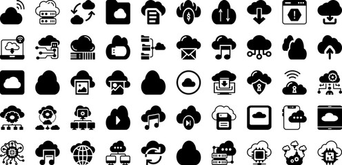 Storage Icon Set Isolated Silhouette Solid Icons With Icon, Outline, Storage, Set, Vector, Line, Symbol Infographic Simple Vector Illustration