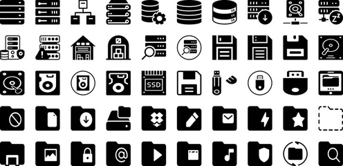 Storage Icon Set Isolated Silhouette Solid Icons With Storage, Symbol, Vector, Icon, Set, Line, Outline Infographic Simple Vector Illustration