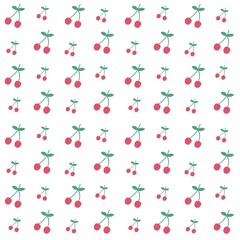 Cherry fruit pattern, cute heart fruit cartoon seamless background