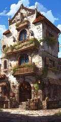 Coastal Renaissance Charm: A Hyperdetailed Fantasy Tavern on a Sunny Day 1. Generative AI