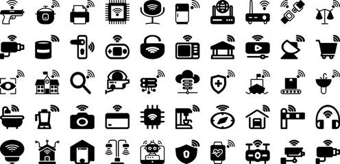 Things Icon Set Isolated Silhouette Solid Icons With Technology, Internet, Things, Network, Iot, Line, Icon Infographic Simple Vector Illustration