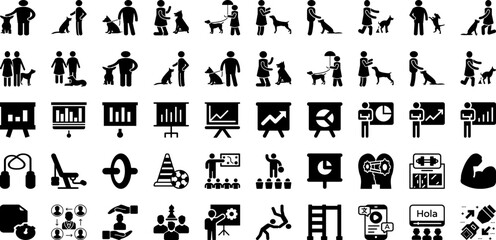 Fototapeta premium Training Icon Set Isolated Silhouette Solid Icons With Set, Business, Icon, Symbol, Vector, Seminar, Training Infographic Simple Vector Illustration