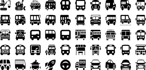 Transportation Icon Set Isolated Silhouette Solid Icons With Transportation, Travel, Symbol, Transport, Vector, Icon, Set Infographic Simple Vector Illustration
