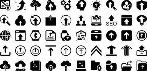 Upload Icon Set Isolated Silhouette Solid Icons With Web, Symbol, Sign, Upload, Download, Vector, Icon Infographic Simple Vector Illustration