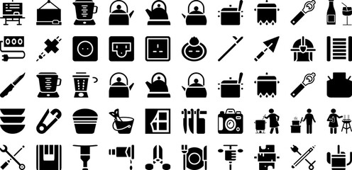 Utensil Icon Set Isolated Silhouette Solid Icons With Symbol, Food, Vector, Icon, Cooking, Kitchen, Set Infographic Simple Vector Illustration